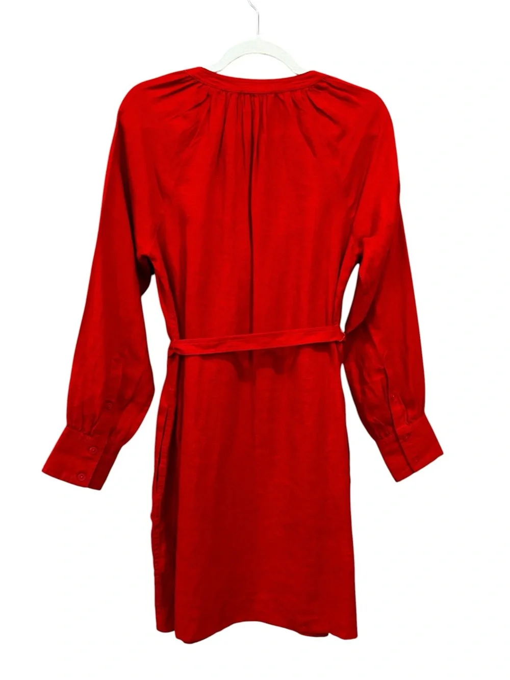 J. Crew Cabana Linen Long Sleeve Dress Red Size XS NWT Beach Resort Classic